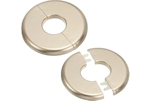 PATIKIL Plaque d'Écussons Auto-Adhésive Ronde en ABS 1.1"/28mm, 2pcs Couverture Murale pour Tuyau d'Eau, Cache Mitigeur Douche Boucles Rosace Robinet Chauffage Plomberie Mural, Doré