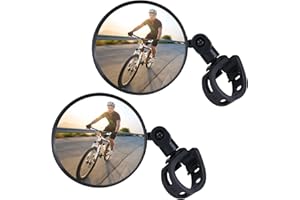 Flintronic 2 Piezas Espejos Retrovisor de Bicicleta, 360° Adjustable Giratorio, HD Gran Angular para 15-35 mm Manillar de Montaña y Carretera