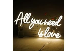 WANXING All You Need is Love neon schild, Warmweiß Neonlicht Schriftzug für Wanddekoration, LED Schriftzug Wand für Schlafzimmer, Hochzeit, Raumdekoration, Jahrestag, Valentinstag, Party Dekor