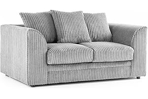 SOFASELECTIONUK LTD Sofa Selection’s Jumbo Cord Scatter Back 2-Seater Sofa | Luxurious Scatter Back 2-Seater Sofa in Silver Soft Cord Fabric Elevate Your Space with a Compact yet Comfortable Seating