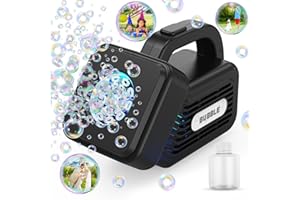 Panamalar Pequeña Máquina de Burbujas, Máquina de Pompas de Jabón Automática Portátil para Niños 8000+ Pompas por Minuto con Solución/Luces/10 Agujeros para Fiestas Boda Al Aire Libre, Negro