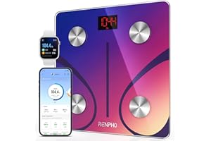 RENPHO Body Fat Scale Bluetooth, Digital Scales for Body Weight Bathroom Weighing Scale Smart BMI Scales, Body Composition Monitors with Smartphone App, Red, Elis 1