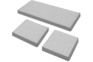 Sapphire Collection 3 Pieces Replacement Cushions Set for Rattan Chairs Sofa Patio Garden Outdoor Furniture - Water Resistant, Lightweight, and Durable - Multiple Colors Available (Silver)