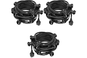 SKYLANTERN Guirlande Guinguette IP65 30m Noire Raccordable - Guirlande Lumineuse pour Ampoule E27 30 Douilles - Guirlande Guinguette Extérieure pour Terrasse Jardin Bar