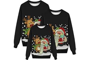 Modaworld Familien Weihnachtspullover Set,Family Christmas Sweatshirt Fun Rentier Weihnachtspulli Weihnachten Pulli Pullover für Damen Herren Kinder