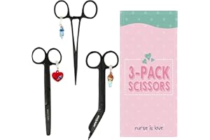 Nurse is Love 3 Pièces. Ciseaux pour bandages Mayo & Outil de serrage Idéale pour Trousse de Premiers Soins, Soins des Animaux et Travaux de Manipulation de Haute Précision, Infirmiere Accessoires