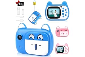 TOYOGO Cámara Digital para niños y niñas, Cámara para niños con Doble Lente HD 1080P y Tarjeta SD 32G, 800mAh, Cámara Selfie para niños, cumpleaños y Festivales (Azul no imprimible)