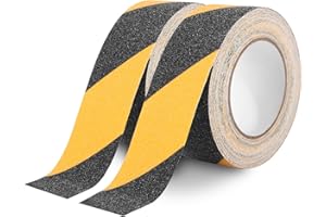 IXYDOR Antirutsch Streifen 2 Rollen von 10M x 50MM, Antirutsch Klebeband Streifen mit Selbstklebend, Schwarz-Gelbes Rutschfestes Klebeband Treppen für rutschfeste Treppenstufen im Innen- und Außenbereich