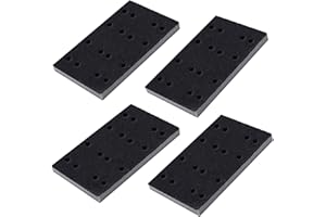 GOLD DEER Lot de 4 patins de ponçage en mousse souple noir avec crochet et boucle - 80 x 133 x 12 mm - Patins de ponçage en mousse avec 16 trous - Compatible avec ponceuse Festool RTS400 LS130