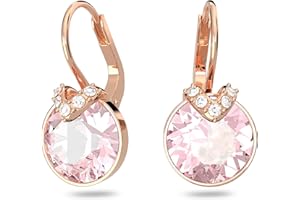 Swarovski Długie kolczyki Bella V, Szlif okrągły, Różowe, Powłoka w odcieniu różowego złota