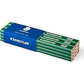 STAEDTLER 148 50 Carpenter Pencils - Pack of 12, Hard, 175mm | Hexagonal oval pencils without tip for crafts &ndash; FSC wood &ndash; Art
