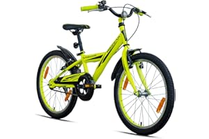 ‎REZZAK 20 Zoll Jungen Fahrrad Fahrrad Kinderfahrrad mit Reflektoren Schutzblech Alter ab 7 Jahre Rad Jungenfahrrad V-Bremse und Rücktrittbremse Gelb NEU-080
