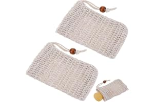 Piriuuo 2 Stück Seifensäckchen Bio, Seifensäckchen Sisal Seifenbeute Natur Seifensäckchen Sicherer und Langlebiger Sisalfaser seifensäckchen für Haarseife, Seifenbeutel Set Seife Mesh Tasche