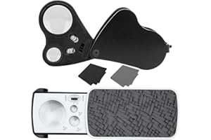 HUAMUDM 2 Piezas Lupas Joyeros， 30X 60X 90X Lupa Ojo ， Lupa Joyería Círculo， Lupa Portátil Bolsillo， Lupa Joyero para Diamantes, Gemas, Monedas, Minerales y Geólogo (B)