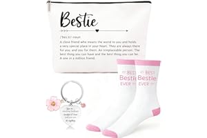 ZUFIO Friendship Gifts for Women – Funny & Heartwarming Best Friend Birthday Gift Set with Practical Makeup Bag, Cozy Socks & Stylish Keychain, Perfect Present for Friends or Christmas