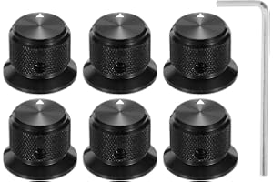 QUARKZMAN 6 stycken aluminium potentiometer knappar 6 mm (1/4 tum) vridknapp gitarrknappar universell ljudkontrollknappar med