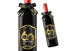 Giftota 2 Etiquetas para Botellas de cumpleaños y Lazos de Regalo, Personalizadas para Vino espumoso y Vino espumoso, decoración de 60 cumpleaños, Regalo de cumpleaños para Hombres y Mujeres
