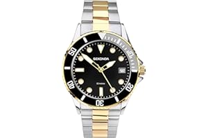 Sekonda Wave Mens 39mm Sports Watch Stainless Steel Bracelet with Date Window 50m Water Resistant Rotating Bezel