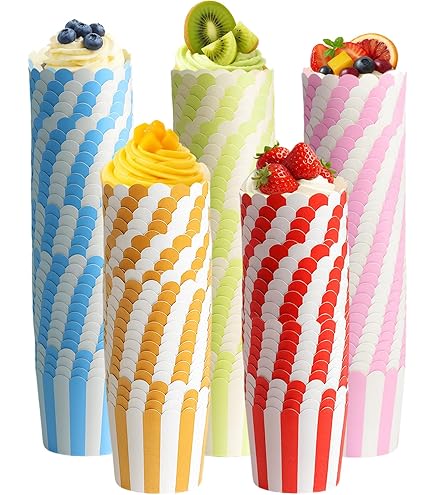 Muffin papieren vormpjes, 100 stuks roze en blauwe cupcake-wrappers, muffinvormpjes, papier, cupcake-bakbekers, voor Halloween, verjaardagen, bruiloften, feesten (puntpatroon
