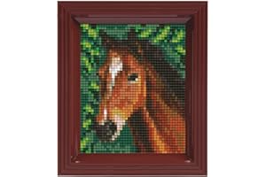 PRACHT CREATIVES HOBBY Pixel P31318 mozaika opakowanie na prezent koń, obraz pikselowy z ramą, dziecinnie prosty system wtykowy, bez prasowania i klejenia, kamyczki z bio-tworzywa