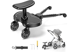 ENERHUB Planche Poussette Universelle, Marche Pied Poussette Universelle, Siège et Pédales Rallongés Pour les Enfants de 2 à 6 ans (25 kg), Convient à la Plupart des Poussettes