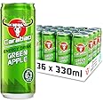 Carabao Energy Drink Green Apple, 36 x 330ml Cans Case, Low Calorie, Lower Sugar, Fizzy Fruit Flavour, Vegan, Gluten Free Drink. B Vitamins, Taurine, Caffeine with Zero Crash, Bulk Crates, Multipack
