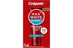 Colgate Max White Ultra+ Enamel Toothpaste 75ml, Whitens Deep Stains for 5X Whiter Teeth, ActiveShine Technology Smoothes Ena