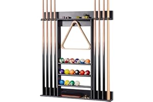 XCSOURCE Pool Stick Holder, Pool Cue Rack Wall Mount, 8 Pool Cue Holder Wall Billiard Cue Rack, Made of 100% Solid Pine Wood, Pool Table Accessories for Billiard Room or Club (Cue Rack Only)