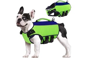 AOFITEE Ripstop Hunde Rettungsweste für Kleine Mittel Große Hunde, Reflektierend Schwimmweste Hund für Schwimmen Bootfahren, Einstellbar Hundeschwimmwestemit Rettungsgriff und überragendem Auftrieb
