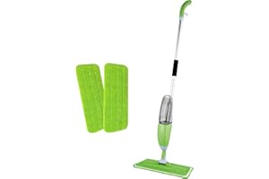 Neez Fregona Mopa con Pulverizador - Mopas de Limpieza Suelos con 600ml Deposito Agua para Azulejos, Laminado y Madera Piso - Trapeador Plana con 2 Fregonas Microfibra Pads (Verde)