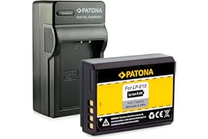 PATONA 3in1 Caricabatteria + Batteria LP-E10 compatibile con Canon EOS 1100D 1200D 1300D EOS Rebel T3 T5 T6 Kiss X80 X70 X50