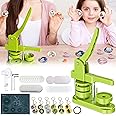 Badge Maker, Upgrade Rotatable Button Press Badge Maker DIY Buttons 37mm Lapel Machine Badge Maker Machine Kit with 417 Pieces Button Parts Circle Cutter Keychain
