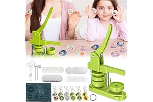 AISNY Buttonmaschine, Upgrade Drehbar Buttonpresse Abzeichenhersteller Buttons Selber Machen 37mm Maschine für Anstecker Badge Maker Maschine Kit mit 417 Stück Knopfteilen Kreisschneider Schlüsselanhänger