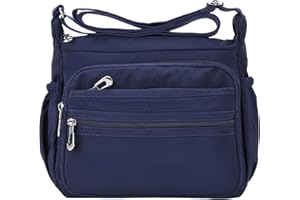 NOTAG Womens Shoulder Bag Multi Pocket Crossbody Bag Waterproof Tote Handbag Travel Purse Lightweight Messenger Bag for Casual Sport School Hiking Travel, 2 Size (L, blue)