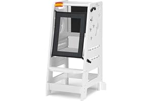 Baby Wonders® Torre De Aprendizaje para Niños Bebés, Torre De Observación Niños, Torre De Aprendizaje Convertible, Banco Aprendizaje, Torre Montessori, Torre Aprendizaje Evolutiva Plegable… (Blanco)