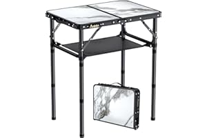 Anbte Tavolo da Campeggio Giardino Pieghevole Regolabile,Richiudibilecon Tavolino da Caffè con 3 Altezze Portatile in Alluminio per Picnic/Lavoro/Interno/Truccarsi