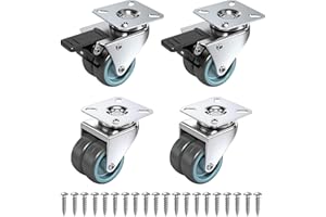 Homshsjhkis 4 Pcs Roulettes pour Meubles, Roulette Charge Lourde 50 mm avec Frein Sécurité, 2 avec Frein 2 Sans, Roulettes Pivotantes avec Vis, Sans Traces Au Sol pour Meubles, Transport, Armoire