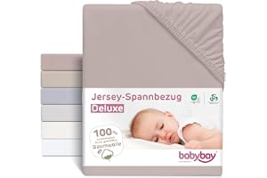 babybay Jersey dra-på-lakan Deluxe lämplig för modellerna Maxi, midi, boxhopping, komfort och Comfort Plus, beige, 89 x 50 cm