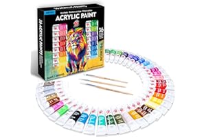 TBC THE BEST CRAFTS TBC Colori Acrilici 36 x 12 ml, Set Acrylic Paint, colori base e metallizzati, Acrilico per Dipingere Professionali Vernice Acrilica per fai da te, Pietra, Ceramica, Legno, carta,Tela, Sassi, Tessuto