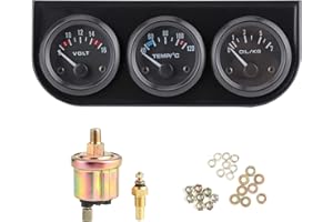 ACOUTO 1/8 Zoll NPT 52 Mm/2 Zoll 3-in-1-Auto-Messgerät 8-16 V Voltmeter 40-120 ℃ Wassertemperaturmesser 0-7 Kg Öldruckmesser-Kit Öldruck- und Wassertemperaturanzeige Auto-Voltmeter Auto