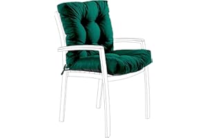 Gardenista Garden Tufted Chair Seat Cushion with Back | Water Resistant Easy Clean Durable Fabric | Outdoor & Indoor Dining Furniture Seat Pad | Soft & Comfy Foam Crumb Filling | Secure Ties(Green, 1)