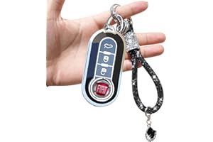 Yumzeco 3 Pulsanti Cover per Chiavi Auto in Silicone TPU con Cordino Lucido,Compatibile con 500 Brava Bravo Doblo Ducato Fiorino Punto Panda Palio,Custodia Protettiva Senza Chiave per Auto-Nera