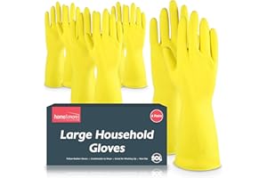 SOL 4 Pairs Large Household Gloves, Yellow Heavy Duty Rubber Gloves for Cleaning with Non-Slip Grip, Durable Waterproof Design for Kitchen, Bathroom & Dishwashing, Multipurpose & Comfortable To Use