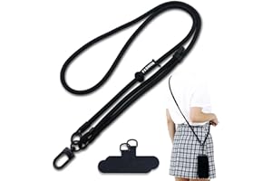 xiaoxiaozhijia Cordon para Móvil Universal,Colgar Movil Cuello Ajustable,Colgante para Movil Extraíble,Apto para Todas Las Fundas de Móvil (Negro)