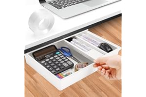 Onlyesh Organizer Cassetti Scrivania, Autoadesivo Organizer Scrivania Cassettiera Nascosta per Ufficio, Casa, Scuola, Bianco