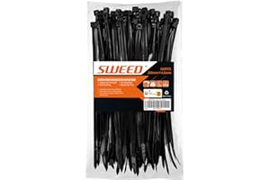 Sweed 100 Stück UV-beständige schwarze Kabelbinder, 200 mm robust, 22 kg Zugfestigkeit, 4,8 mm breit, für Haushalt, Garage und Garten (ZD-8-100)