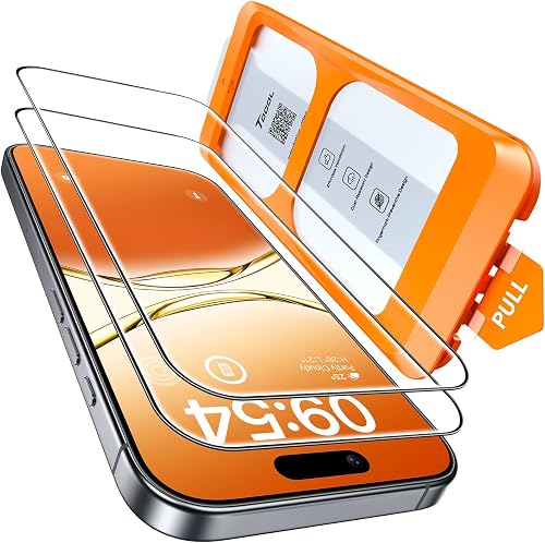 TOCOL Tempered Glass Screen Protector, iPhone 17/iPhone 16 Pro (7.62 cm), Car Installation, Full Screen, 9H, Shockproof, Scratch-Resistant, Anti-Fingerprint, Anti-Bubble, Case-Compatible, Pack of 2