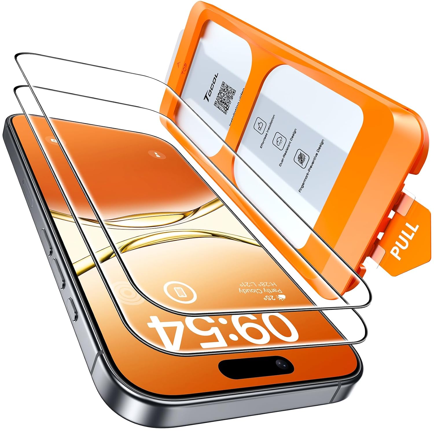 TOCOL Gehard glas voor iPhone 17, automatische stofverwijdering, zonder luchtbellen, hardheid 9H, volledige afdekking van het scherm, compatibele telefoonhoesjes, 2 stuks