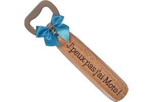 BOMOSKI Décapsuleur Moto en Bois Gravé et Personnalisé pour un Motard - Ouvre Bouteille Moto Original Cadeau Motard Homme Humoristique pour Anniversaire, Noël