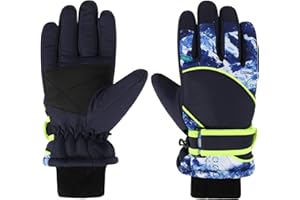 QKURT Winter Winddichte Schneehandschuhe, Wärmeisolierende Handschuhe Mädchen Jungen Kaltwetterhandschuhe Skihandschuhe für 5~8 Jahre alte Kinder Rodeln Snowboard Skating Radfahren Laufen